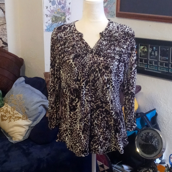 Style & Co. Tops - SOLD- Style & Co. Black and white animal print top, size XL.